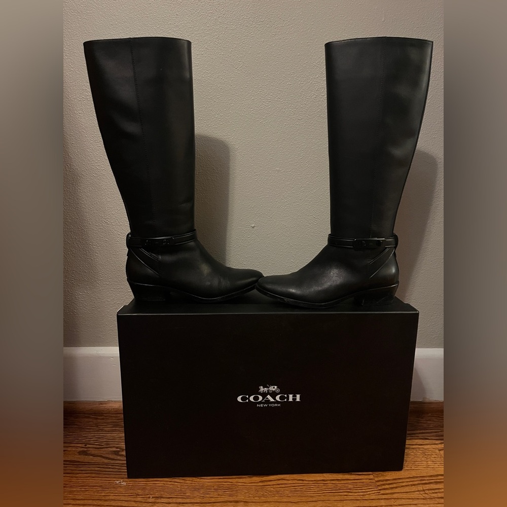 Coach Caroline Black Semi Matte Calf Boots